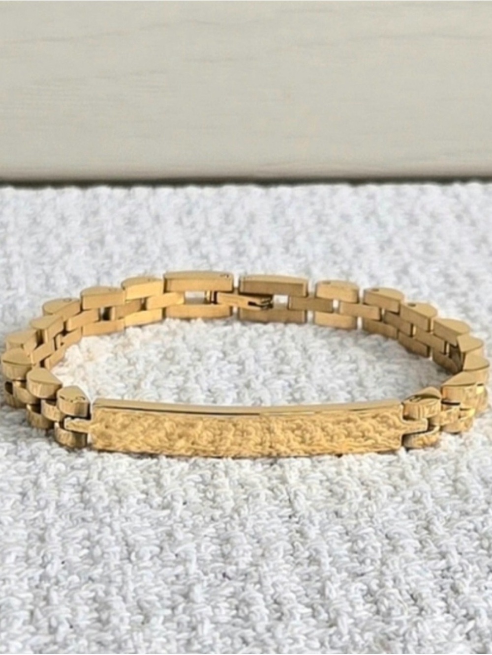 Stainless Steal Gold plated Women's Link ID Bracelet Curbed Chain